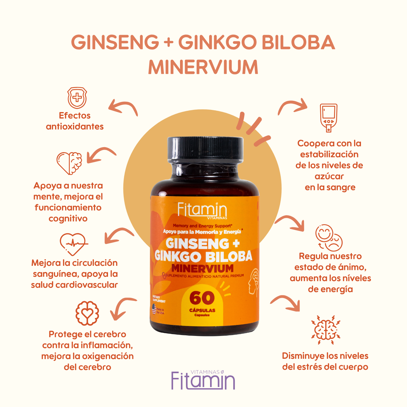 Ginseng + Ginkgo Biloba - Apoyo Cerebral